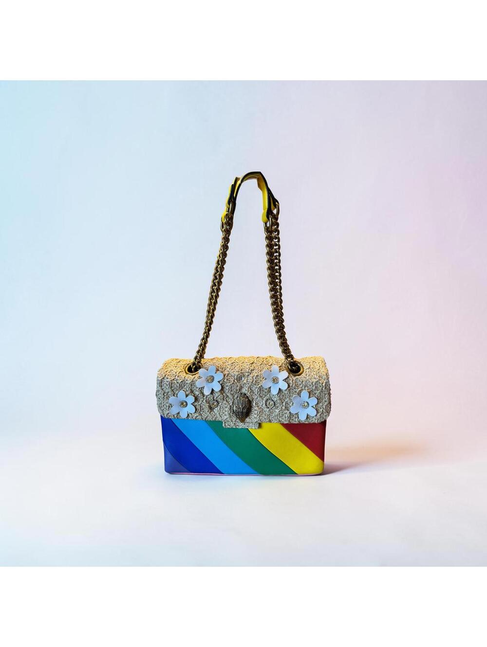 Kurt Geiger Rainbow Tweed Flower Chain Shoulder Bag